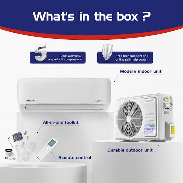 Pioneer 18,000 BTU 1.5 Ton 23.7 SEER2 Ductless Mini Split