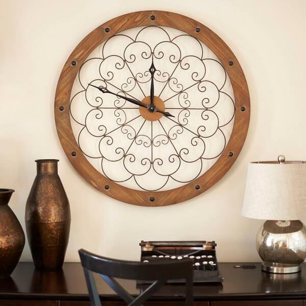 Household Essentials Wall Clock with Scroll Panel