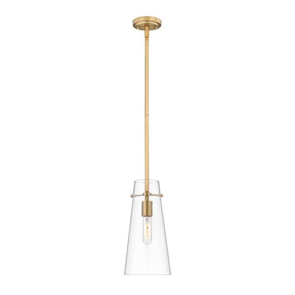 Unbranded Kira 6.5 in. 1-Light Modern Gold Shaded Pendant Light with Clear Glass Shade, No Bulbs Included