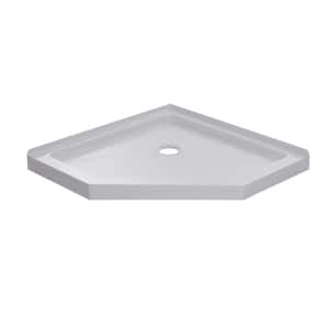 36 in. x 36 in. Triple Threshold Neo Angle Corner Shower Pan with Corner Drain in White