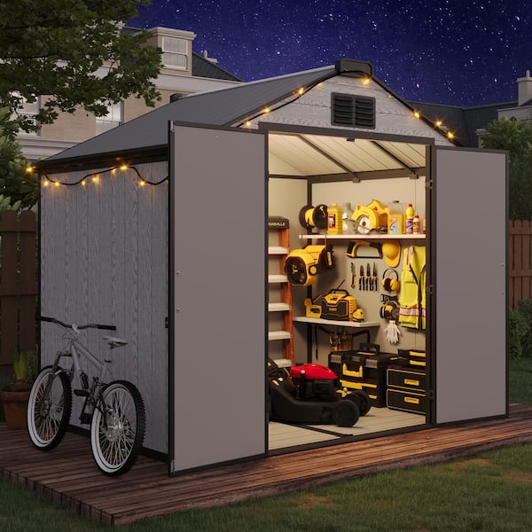 HOMMOW W x 10 D Outdoor Resin Plastic Storage Shed with