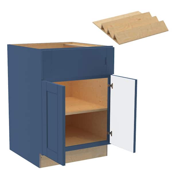 Home Decorators Collection Washington 24 in. W x 24 in. D x 34.5 in. H Vessel Blue Plywood Shaker Assembled Base Kitchen Cabinet Spice Tray