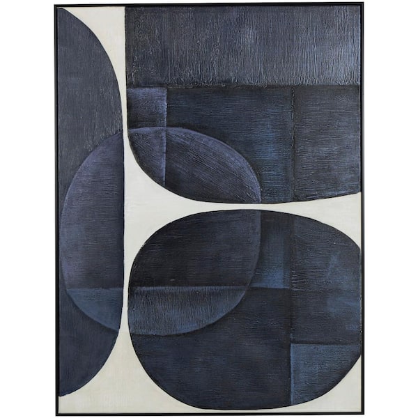 Litton Lane 1-Panel Abstract Geometric Shape Framed Wall Art Print with Black Frame 39 in. x 30 in.