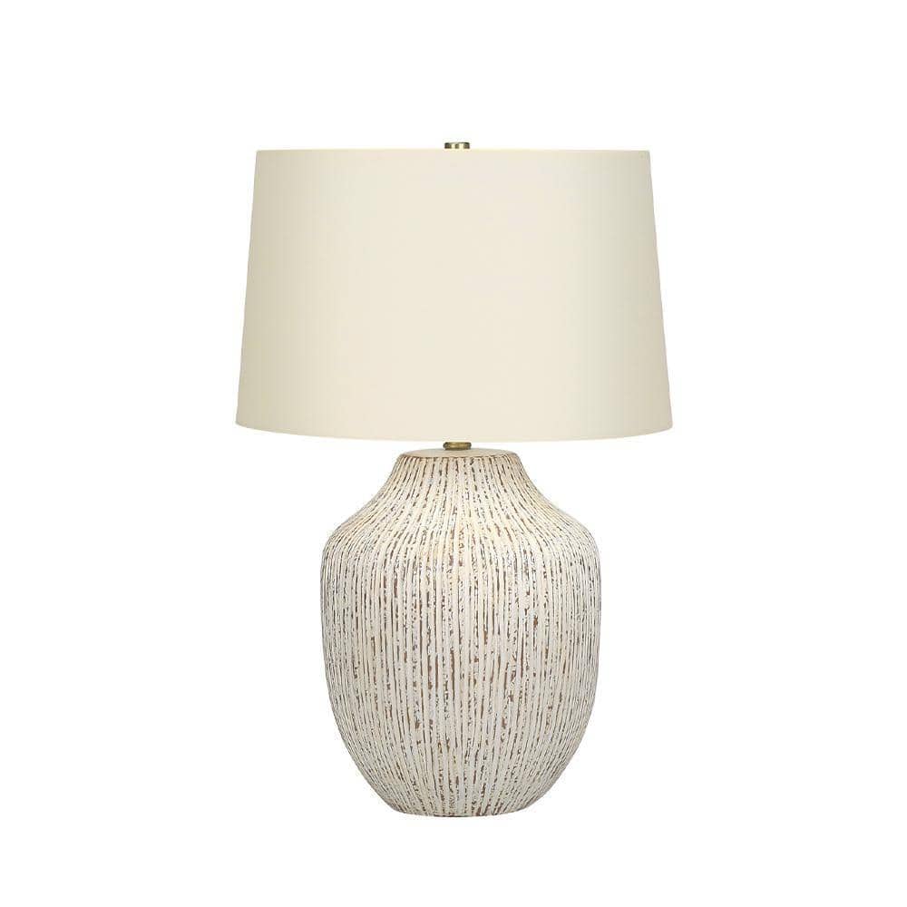 Jushua Transitional 26 in. H Table Lamp with White Shade, Cream