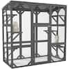 Tatayosi 59 in. W x 28 in. D x 59 in. H Outdoor Wooden Cat House with 6 Platforms, Large Enter Door, 60" Waterproof Roof, Grey P-DJ-P188227