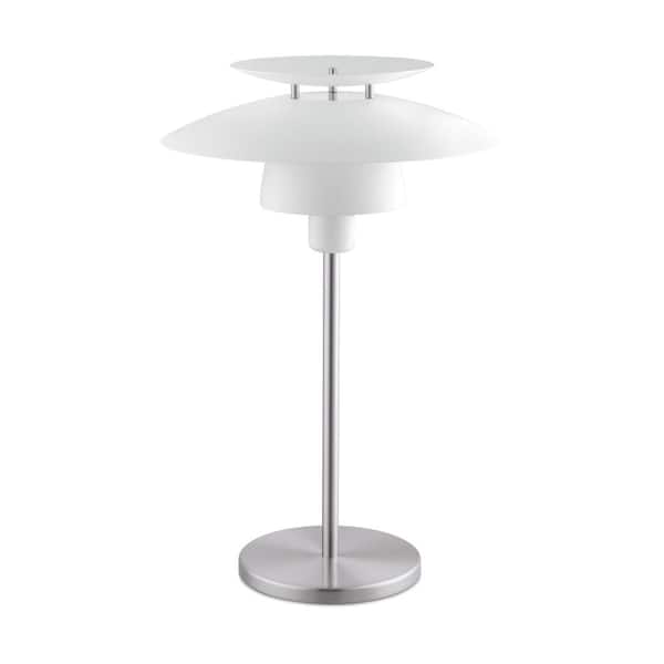 Eglo Brenda 7.09 in. W x 20 in. H Satin Nickel Table Lamp with White Tiered Metal Shade