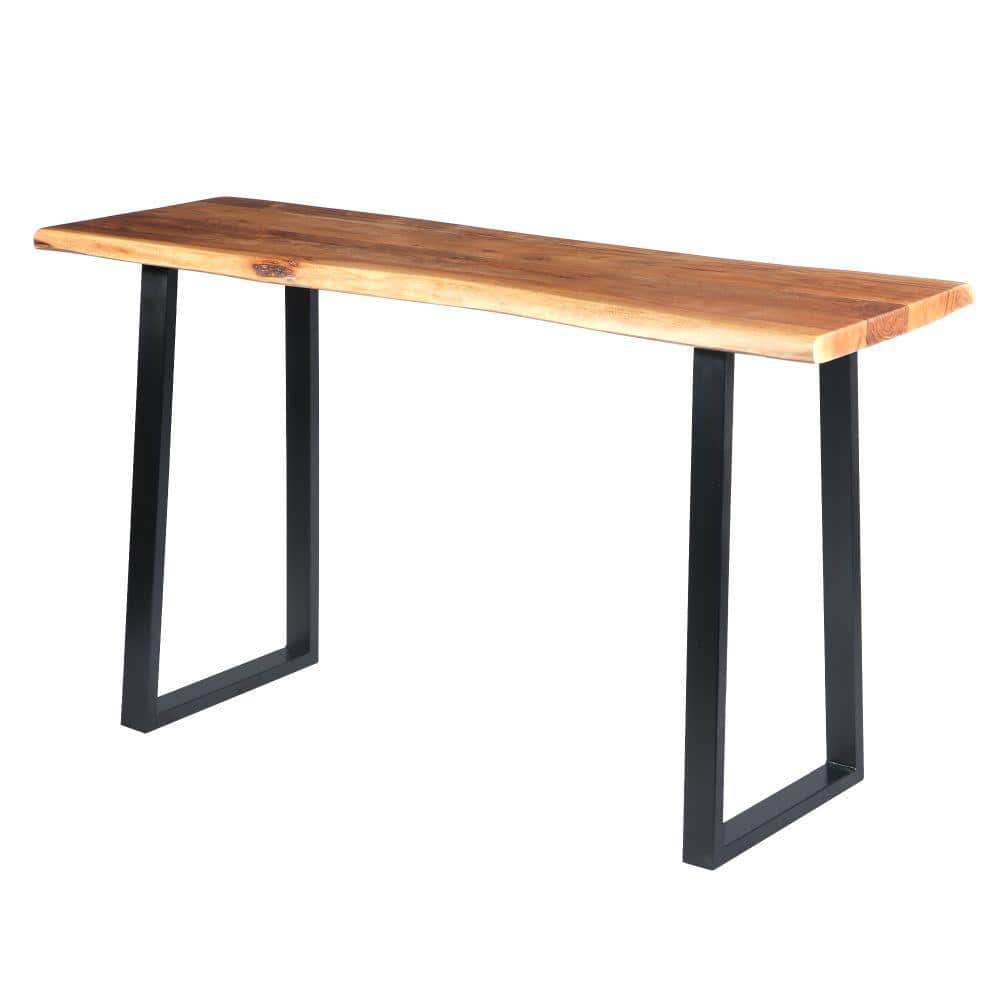 Industrial Black Acacia Wood Live Edge Desk with Metal Legs