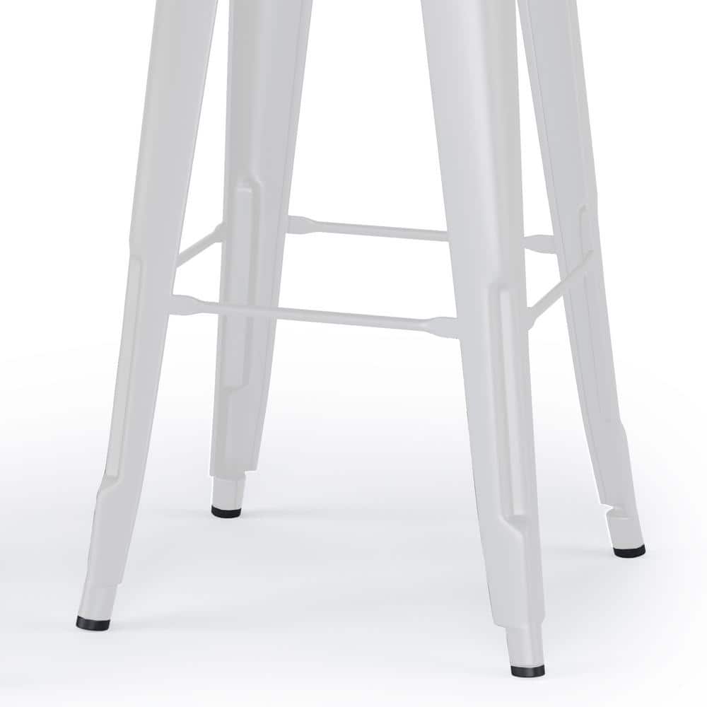 Rayne White 30 Inch Industrial Metal and Wood Bar Stool Set