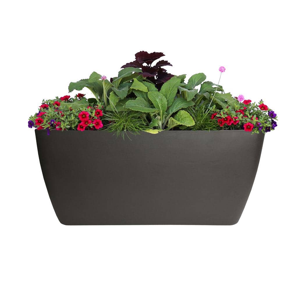 Manhattan Large Brownstone Rectangular Plastic Outdoor Planter