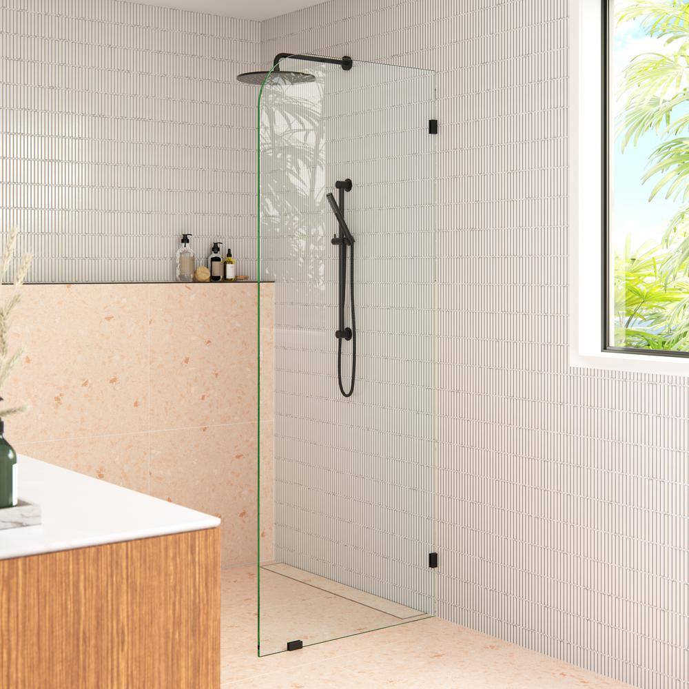 Solaris 36 in. x 78 in. Matte Black Frameless Glass Shower Panel