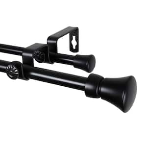 84 in. - 120 in. Telescoping 5/8 in. Double Curtain Rod Kit with Cora Finial in Black