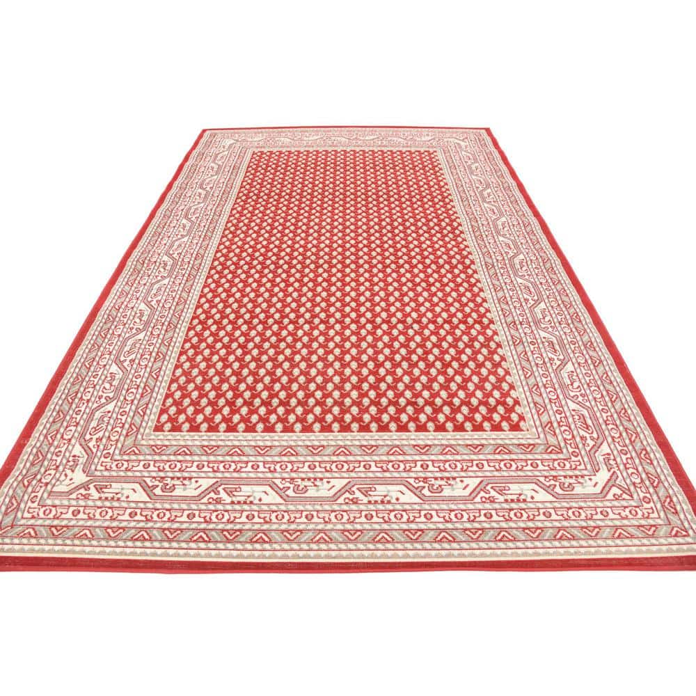 Red and Ivory Braided Synthetic 6' x 9' Rectangular Area Rug