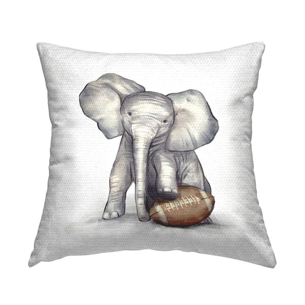 Stupell Industries Football Elephant Sports Wildlife Grey Square Outdoor Throw Pillow