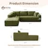 Allwex Verve 106 in. Wide Square Arm 2-Piece Modern Wool Fabric L-Shape Modular Sectional Sofa in Green with Left Chaise VerveL670
