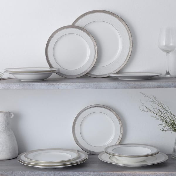 Noritake Odessa Platinum 12-Piece (Platinum) Bone China Dinnerware Set,  Service for 4 4875-12H - The Home Depot