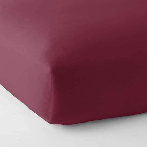 The Company Store Jersey Knit Merlot Solid Cotton Queen Fitted Sheet