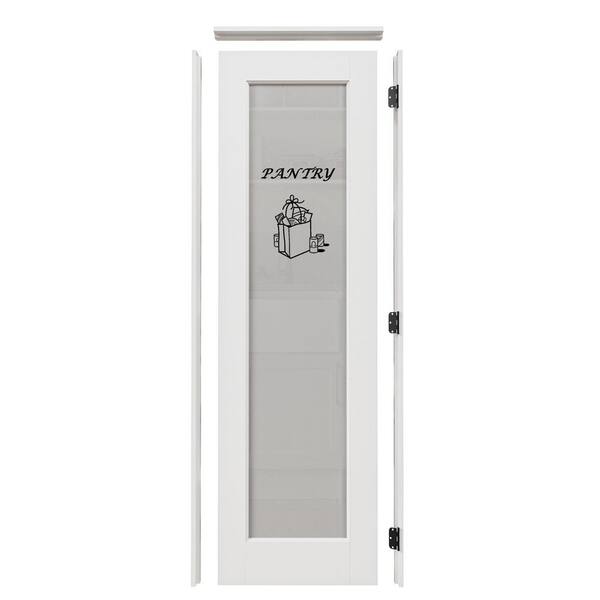 24 in. x 80 in. 1-Lite Frosted Glass Left White Solid Core Glass Single Prehung Interior Door plus Quick Assemble Jamb