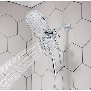 Attract with Magnetix 6-spray 6.75 in. Dual Shower Head and Adjustable Handheld in Chrome (Mounting Hardware Included)