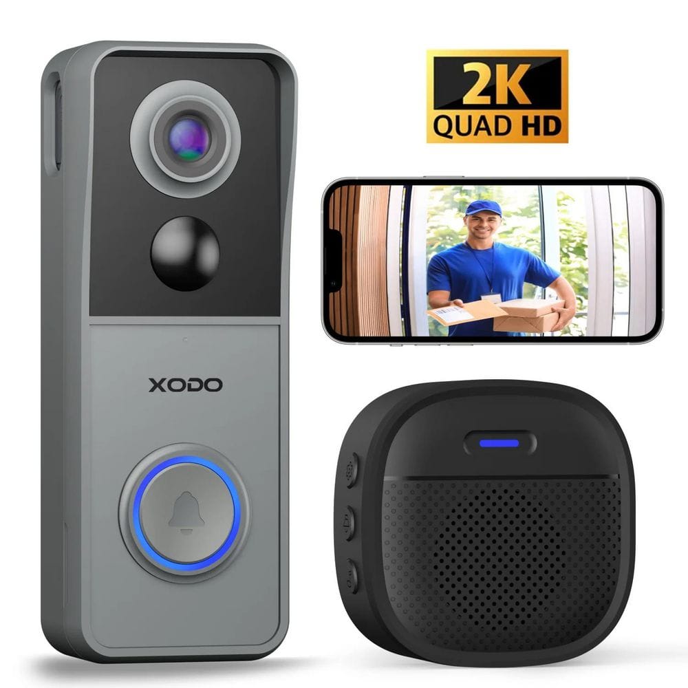 Xodo VD2 Smart Wi-Fi 2k Wireless Video Doorbell with 2-Way Audio