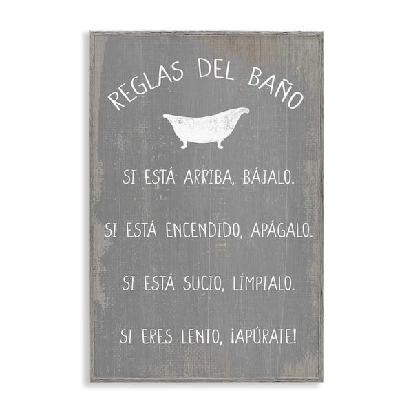 Stupell Industries Bathroom Rules by Lil' Rue Gray Framed Typography Giclee Art Print 30 in. x 20 in.
