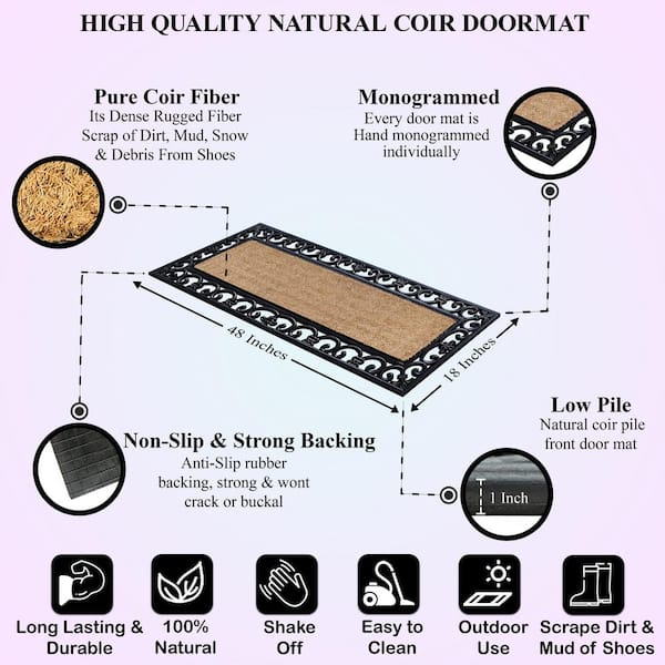 A1HC First Impression Falling Leaves 18 in. x 48 in. Rubber and Coir Molded  Double Door Mat A1HOME200078 - The Home Depot