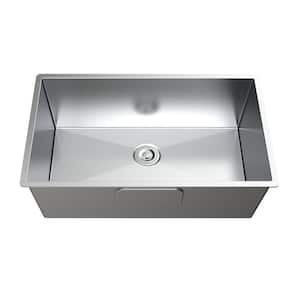 Stainless Steel 18 Gauge 32-in Single Bowl Under-Mount Workstation Kitchen Sink with Grid and Strainer