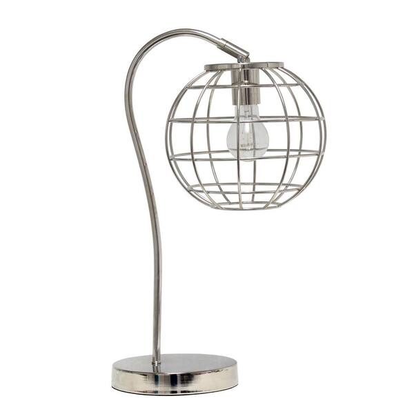 20 In Chrome Arched Metal Cage Table, Black Metal Cage Table Lamp