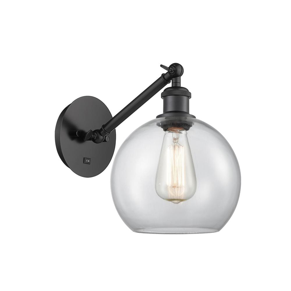Athens 1-Light Matte Black, Clear Wall Sconce with Clear Glass Shade price history on PriceWatchPro