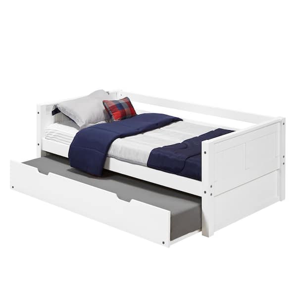 Camaflexi Panel White Twin Size Daybed with Twin Trundle