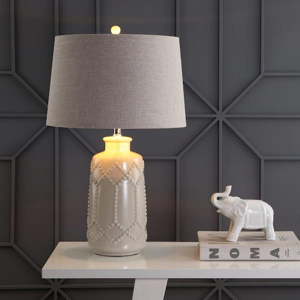 JONATHAN Y Alice 26 in. Cream Ceramic LED Table Lamp