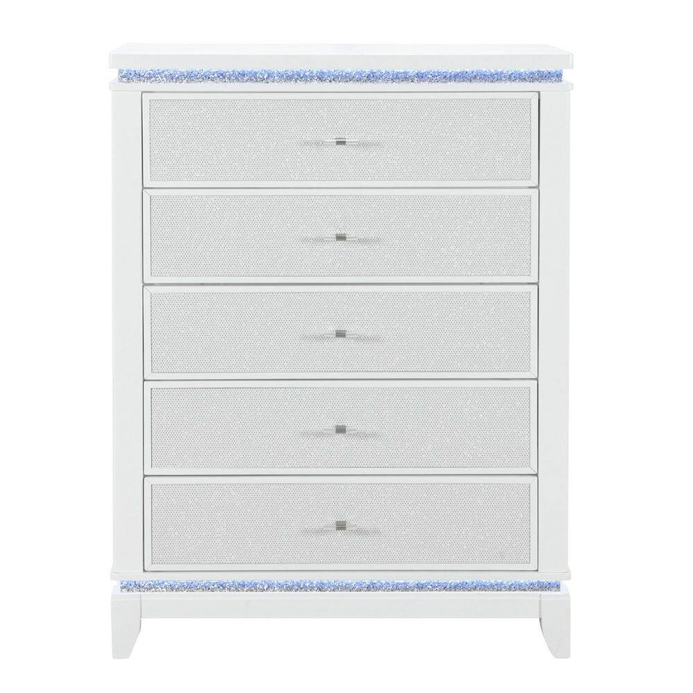 White 5 drawer 36 in. Dresser with Mirror