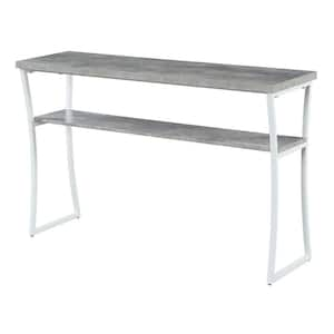 X-Calibur 48 in. Faux Birch Gray/White Standard Rectangle Console Table with Storage