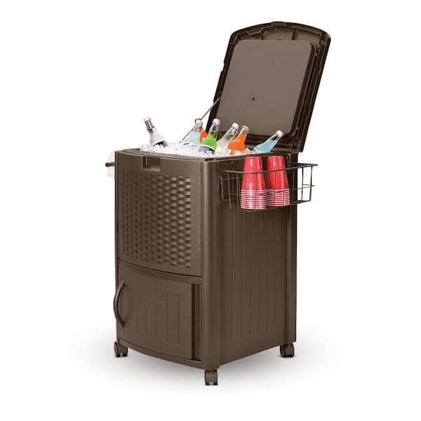 Suncast 77 Qt. Resin Wicker Cooler with Cabinet