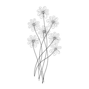 40 in. x  1 in. Metal Black 3D Wire Floral Wall Decor with Crystal Embellishments