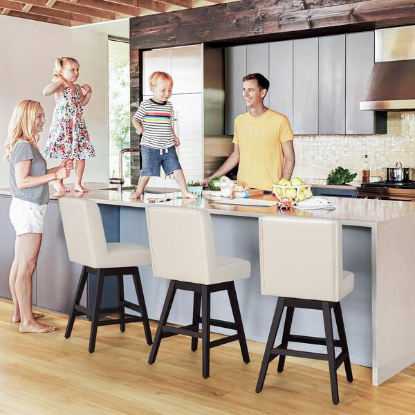 LUE BONA Joyce 26 Modern White Faux Leather Upholstered Swivel