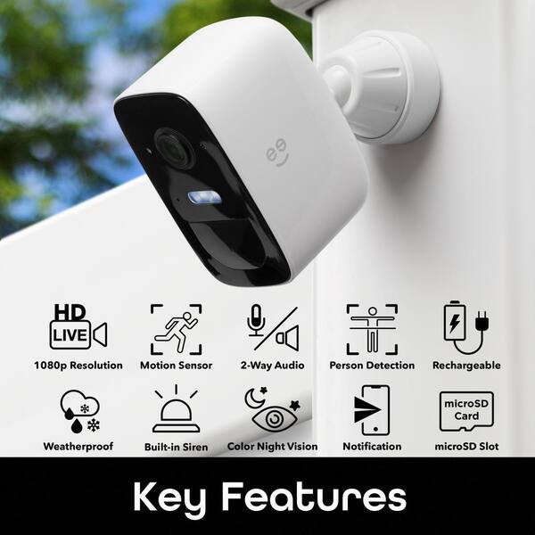 Geeni Freebird 2 Wireless Outdoor Smart Battery Operated Security Camera 2.4 GHz Wi-Fi, Color Night Vision, 2-Way Talk 2-Pack
