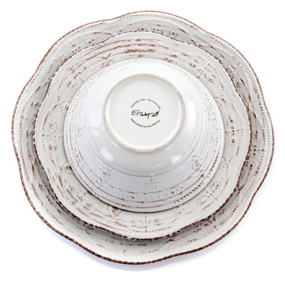 Rustic Birch White Ceramic 16-Piece Dinnerware Set