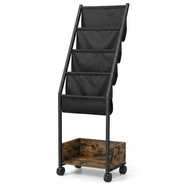 BlackandRustic Brown 15.35 in. x 59.05 in. Metal Freestanding Magazine ...