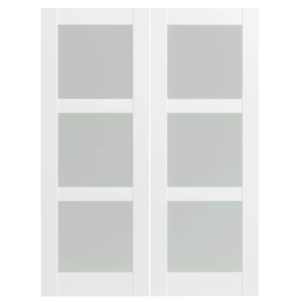 TENONER 60 in. x 80 in. (Double 30 in. Doors) MDF, Painted, White, 3 ...