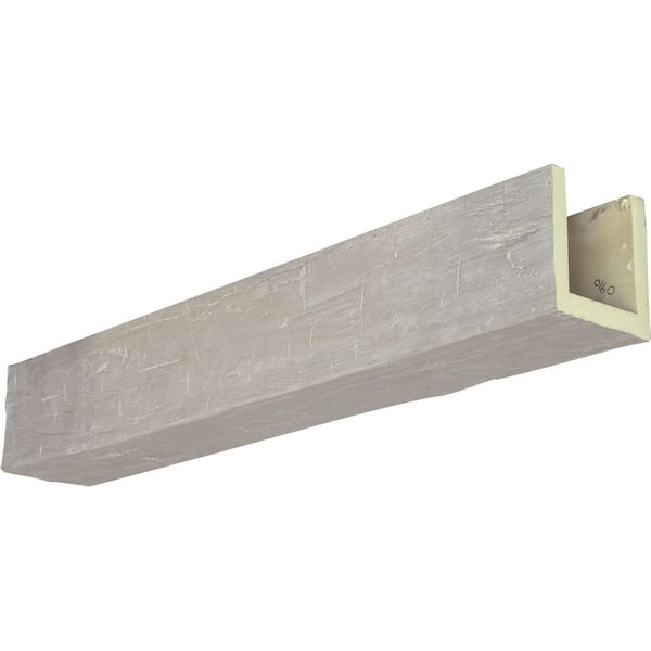 Ekena Millwork 6 in. x 10 in. x 8 ft. 3-Sided (U-Beam) Hand Hewn White Washed Faux Wood Ceiling Beam