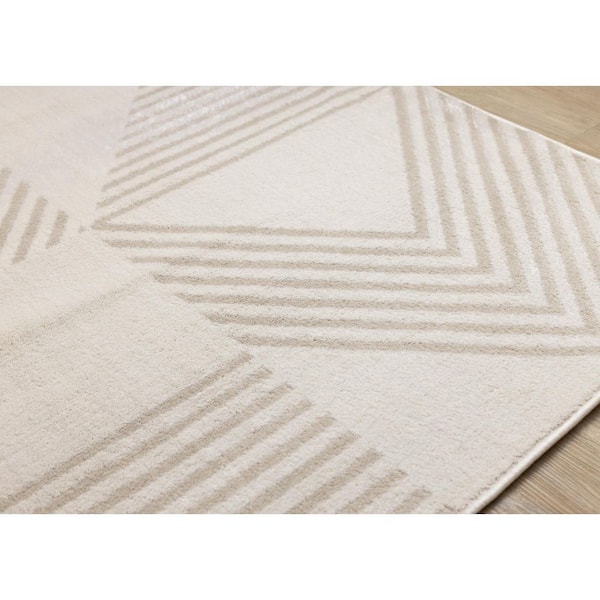 Veran Collections 5 ft. x 8 ft. Beige Geometric, Tonal/Solid Indoor Area Rug