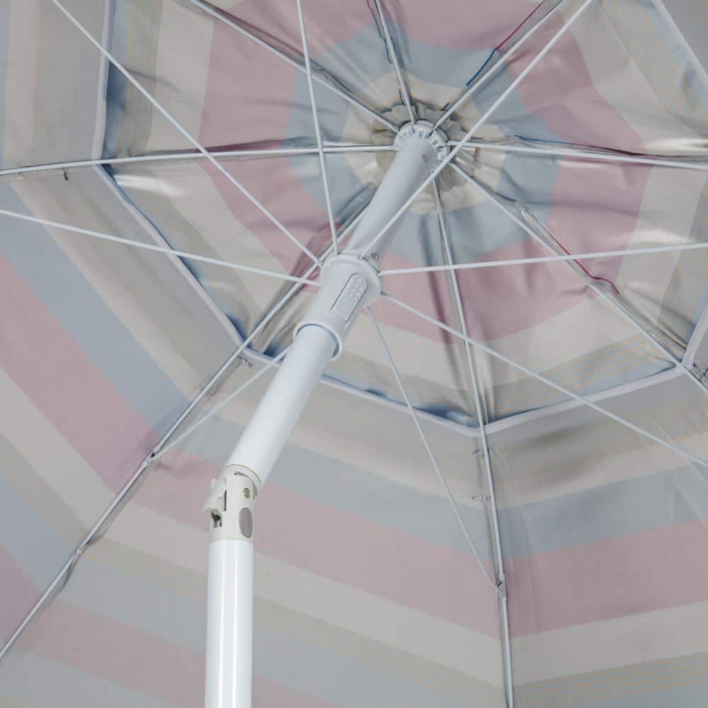 1 New Rio Brands 7' UPF 50+ Beach Umbrella with Integrated Sand Anchor, Multicolor