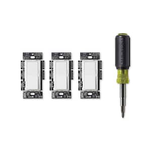 Diva LED+ Dimmer Switch for Dimmable LED, White, and Klein 11-in-1 Multi Bit Screwdriver and Nut Driver (DVCL-3PKR-KSD)