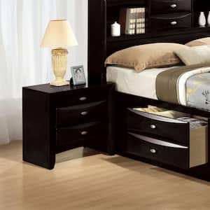 Lanten Black 3-Drawer 25.6 in. W Nightstand with Solid Wood