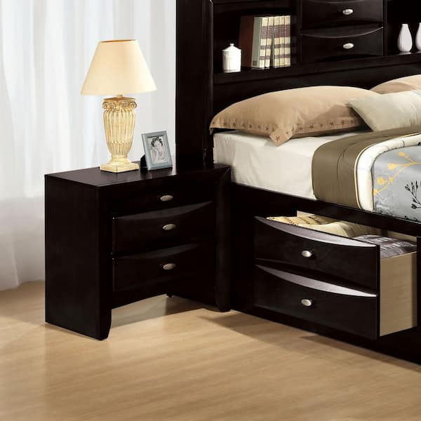 Furniture of America Lanten Black 3-Drawer 25.6 in. W Nightstand with Solid Wood