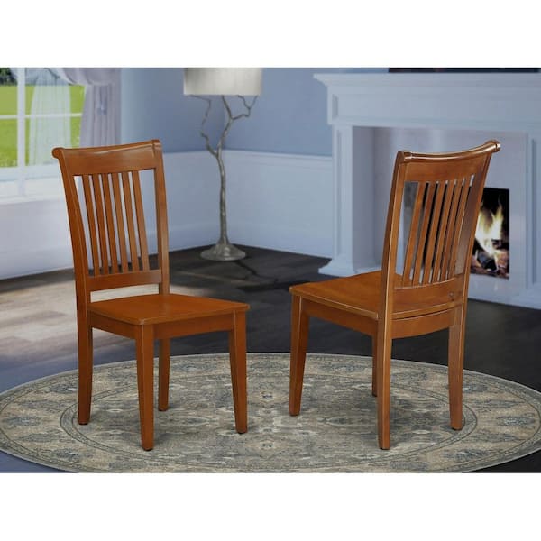 Saddle Brown Wooden Seat Slat Back Dining Chair (Set of 2)