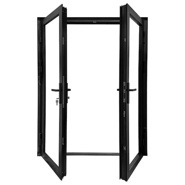 TEZA DOORS Teza French Door 61.5 in. x 96 in. Matte Black Aluminum