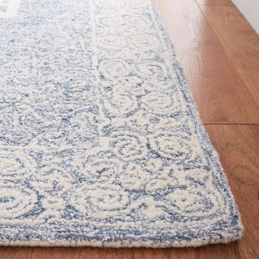 Handmade Blue Wool Abstract Tufted 3' x 5' Area Rug