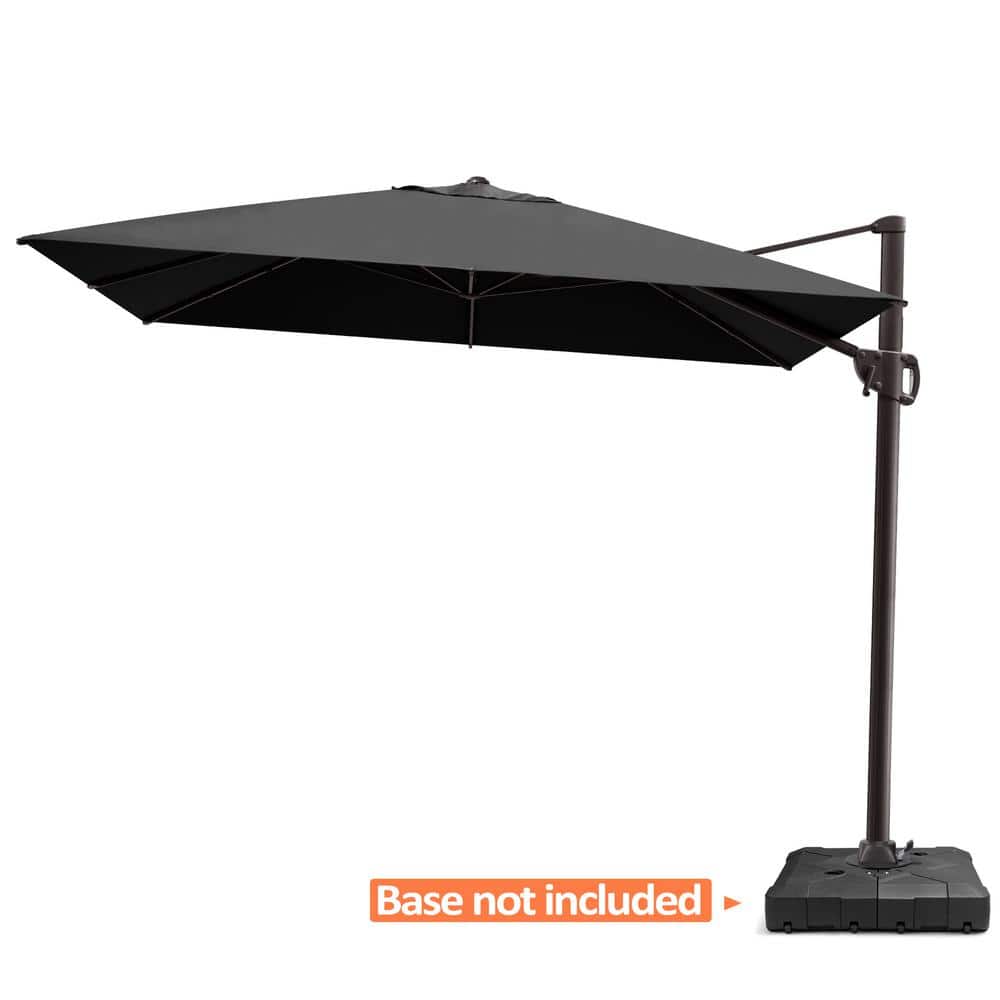 Black Rectangular Cantilever Patio Umbrella with Metal Pole