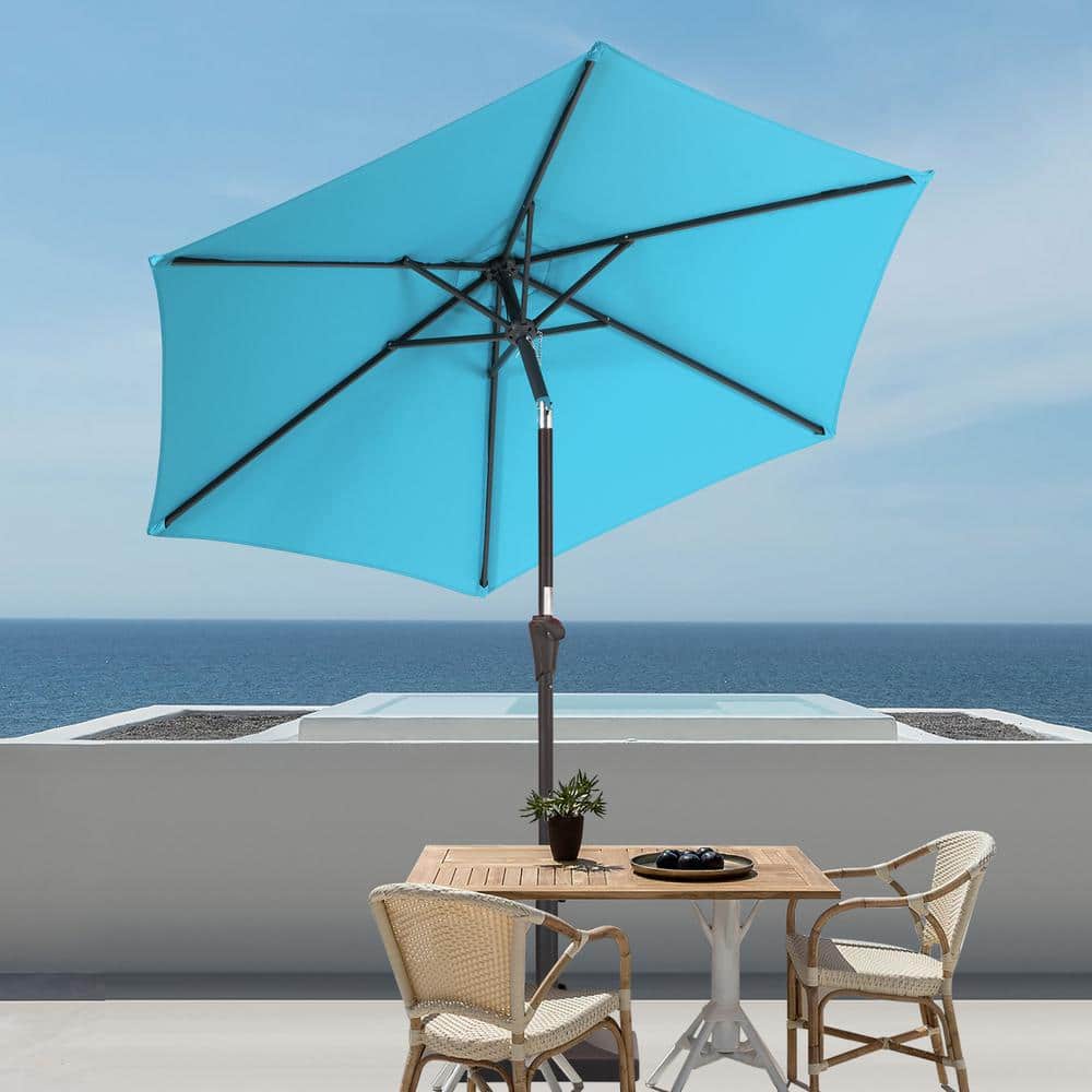 9 ft. Outdoor Umbrellas Patio Market Table Outside Umbrellas Nonfading Canopy and Sturdy Ribs, Aquablue price history on PriceWatchPro
